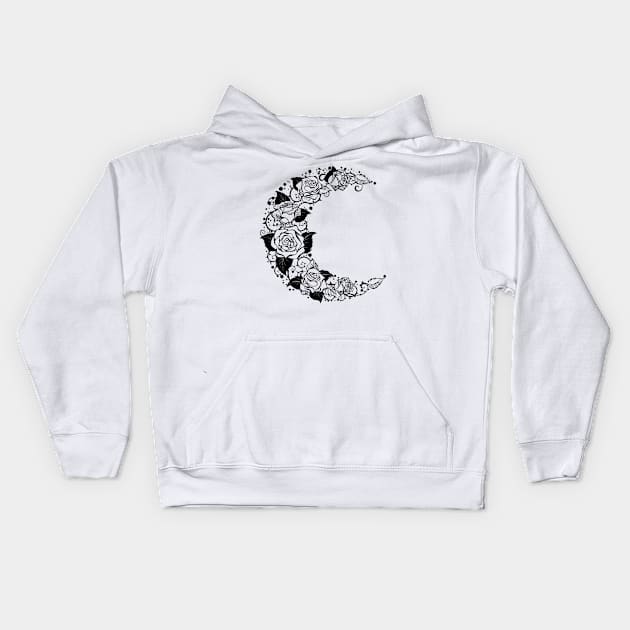 Crescent of Contour Roses Kids Hoodie by Blackmoon9